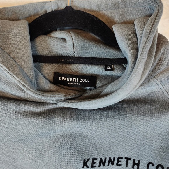 Kenneth Cole Mens Grey Fleece Hoodie Logo Pullover Sweatshirt KF9V91PNFCM XL - Picture 13 of 14